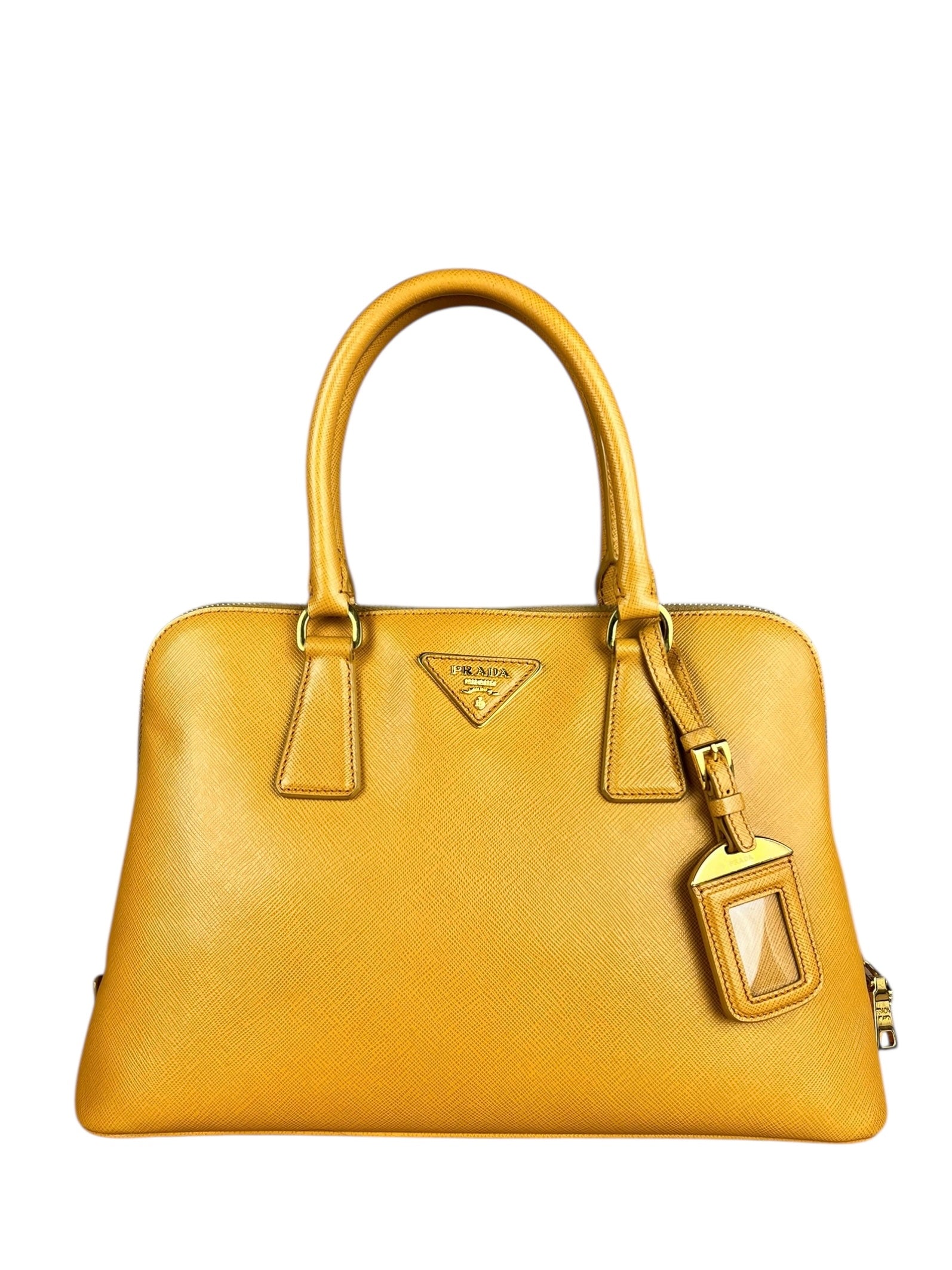 Prada Saffiano Promenade Handbag Mustard