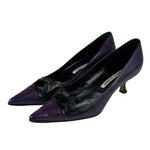 Manolo Blahnik Purple/Black Bow Kitten Heels