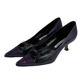 Manolo Blahnik Purple/Black Bow Kitten Heels