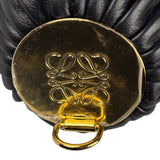 Loewe Leather Bracelet Pleated Pouch Bag Black