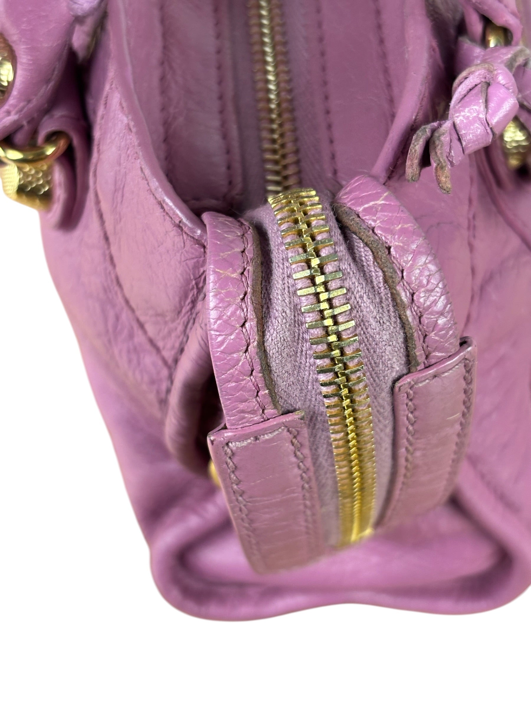 Balenciaga Purple Leather Velo Moto Two-Way Bag