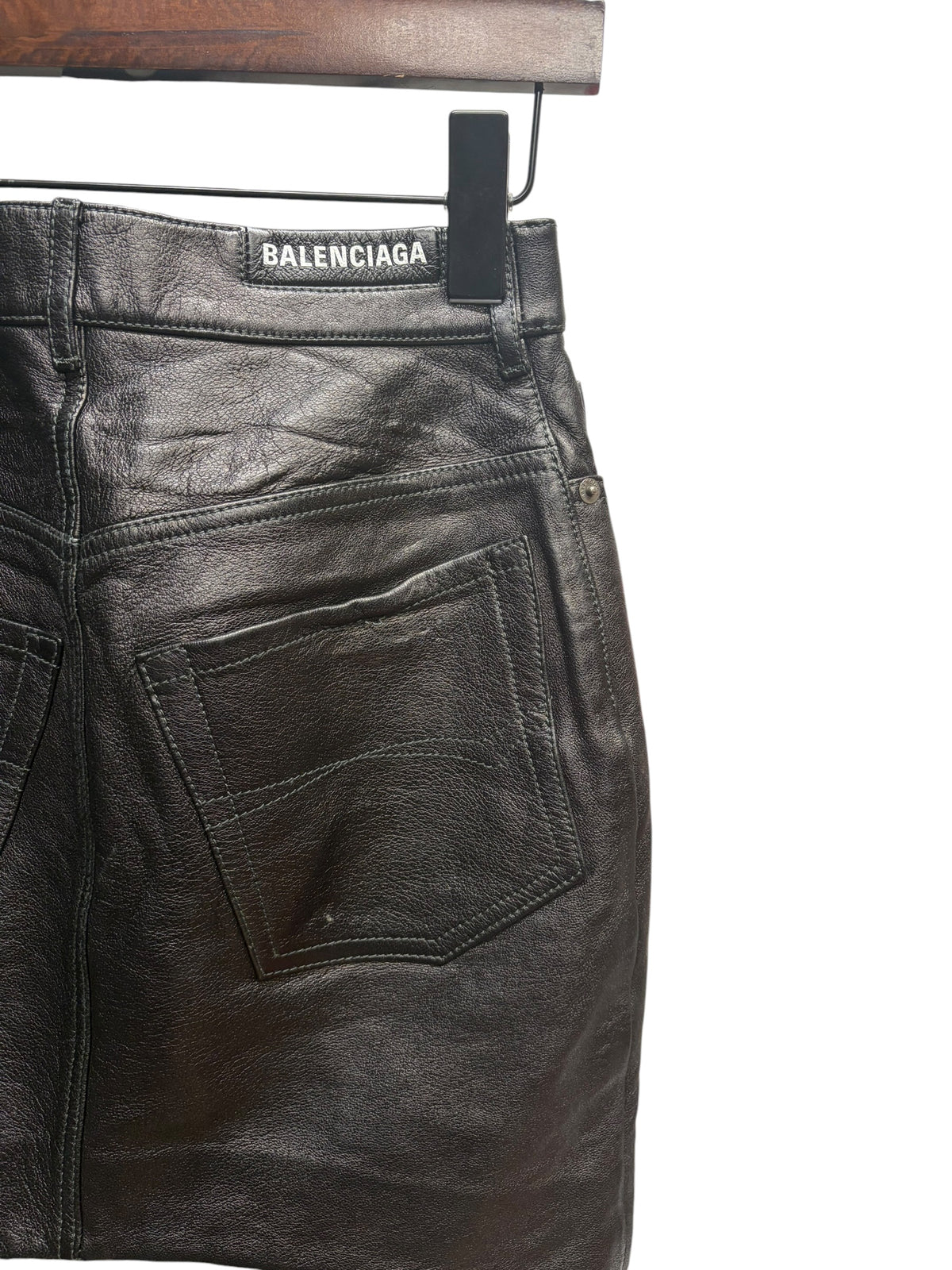 Balenciaga Black Leather Mini Skirt