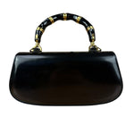 Gucci Vintage Black Leather Bamboo Top Handle Shoulder/Hand Bag