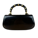 Gucci Vintage Black Leather Bamboo Top Handle Shoulder/Hand Bag