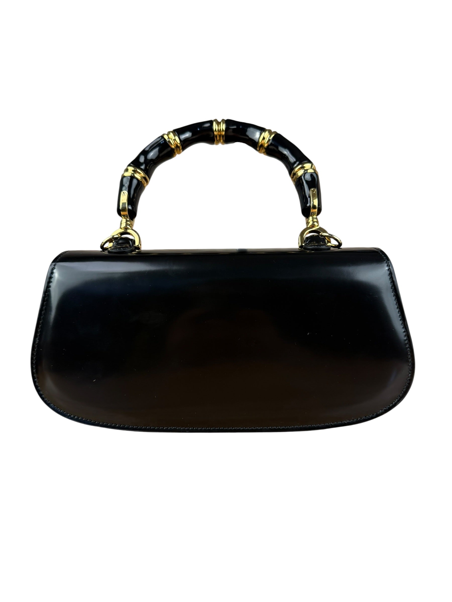 Gucci Vintage Black Leather Bamboo Top Handle Shoulder/Hand Bag