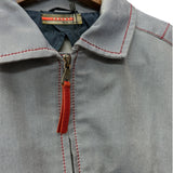 Prada Vintage Blue Striped Canvas Zip Up Collared Jacket