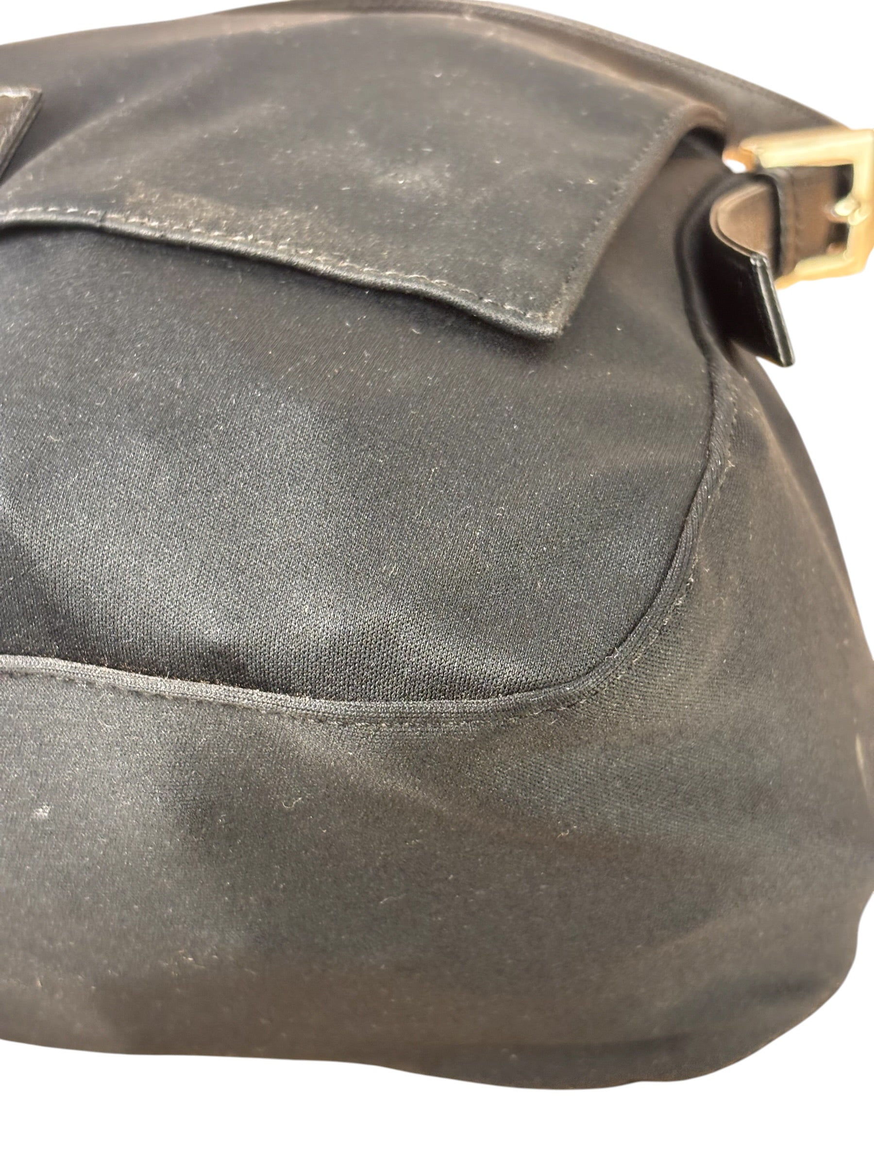 Fendi Black Leather Trim Mamma Baguette