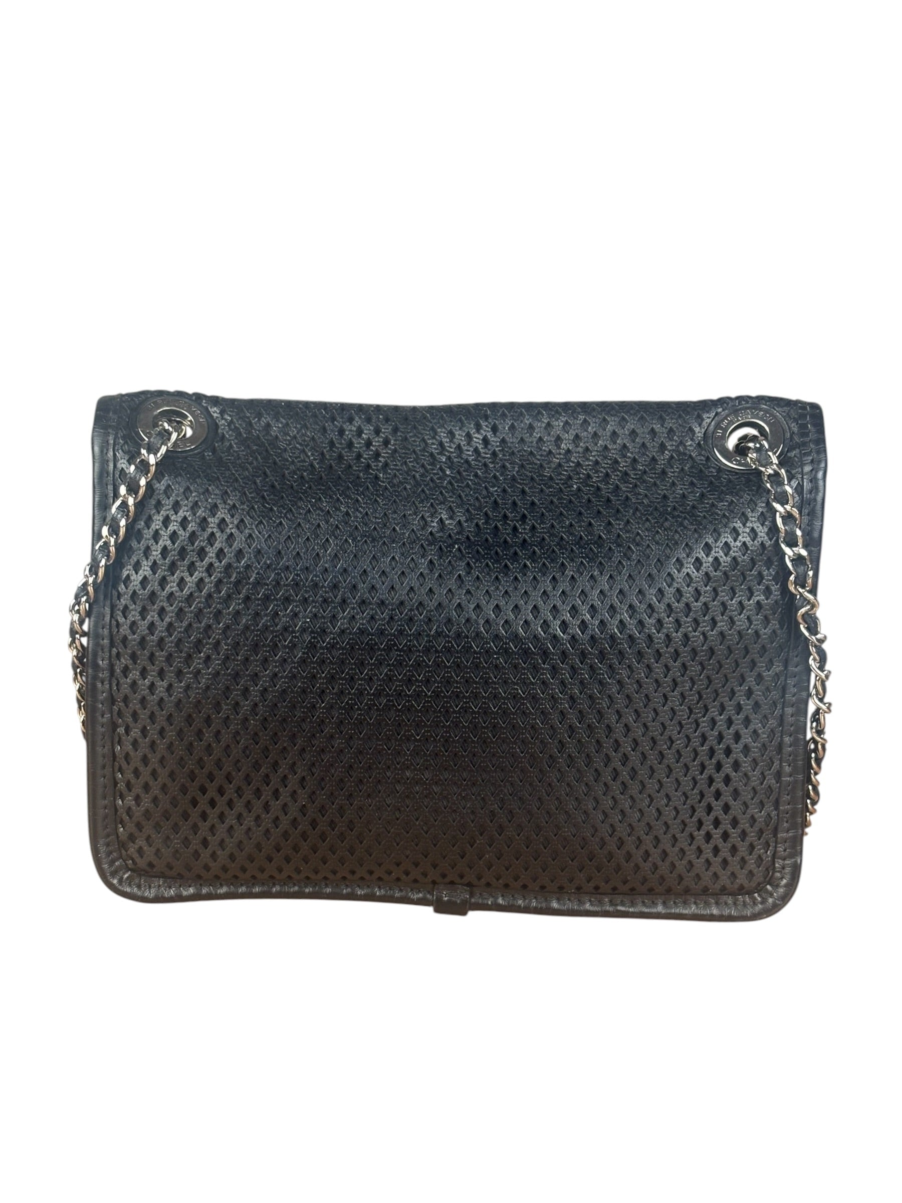 Chanel Black Perforated Leather Up in the Air Flap Bag 2012