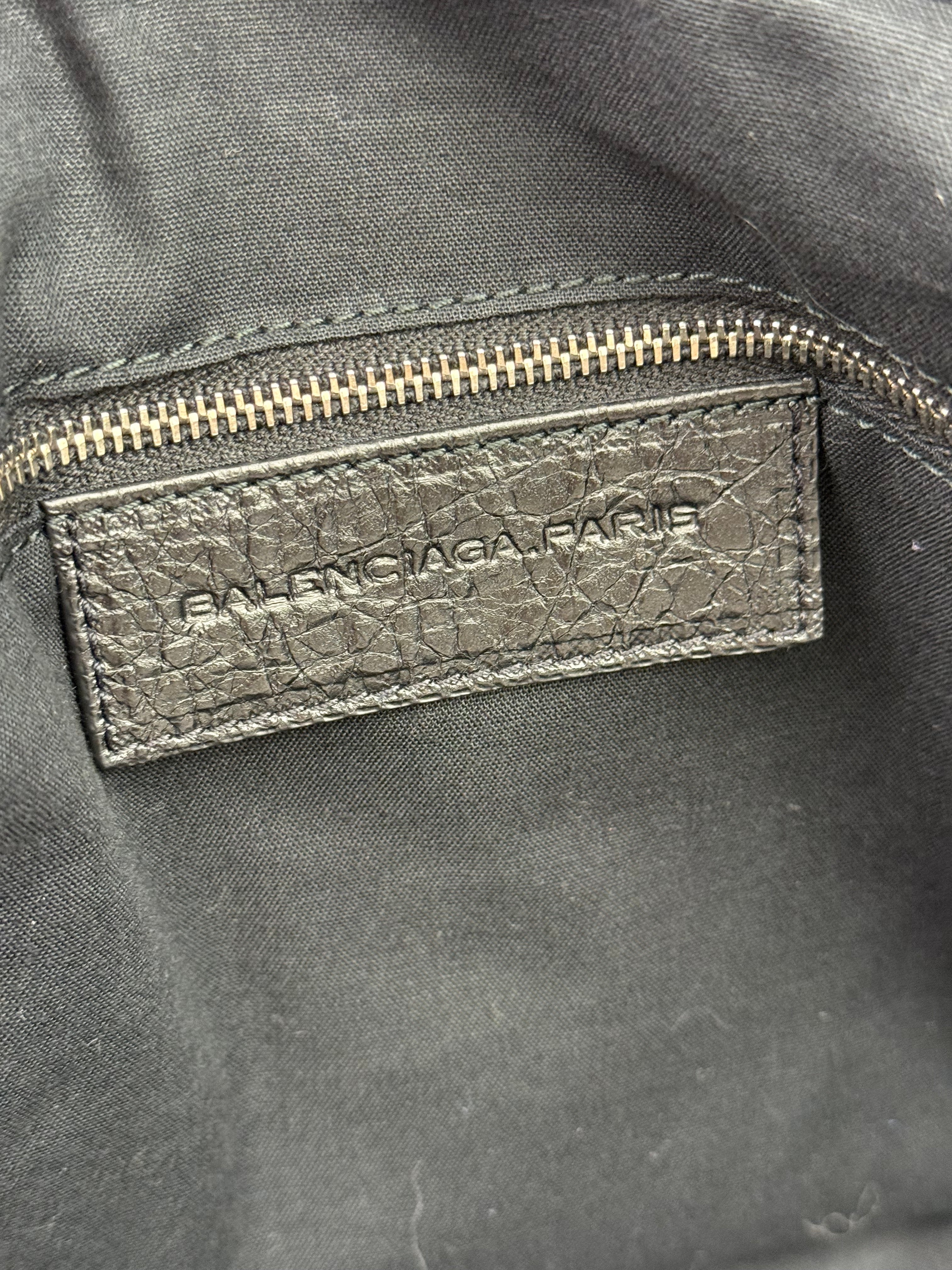 Balenciaga Black Leather Moto Bridge Zip Overnight Tote
