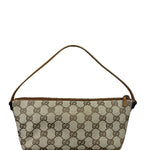 Gucci Brown Leather Trim GG Boat Pochette