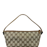 Gucci Brown Leather Trim GG Boat Pochette