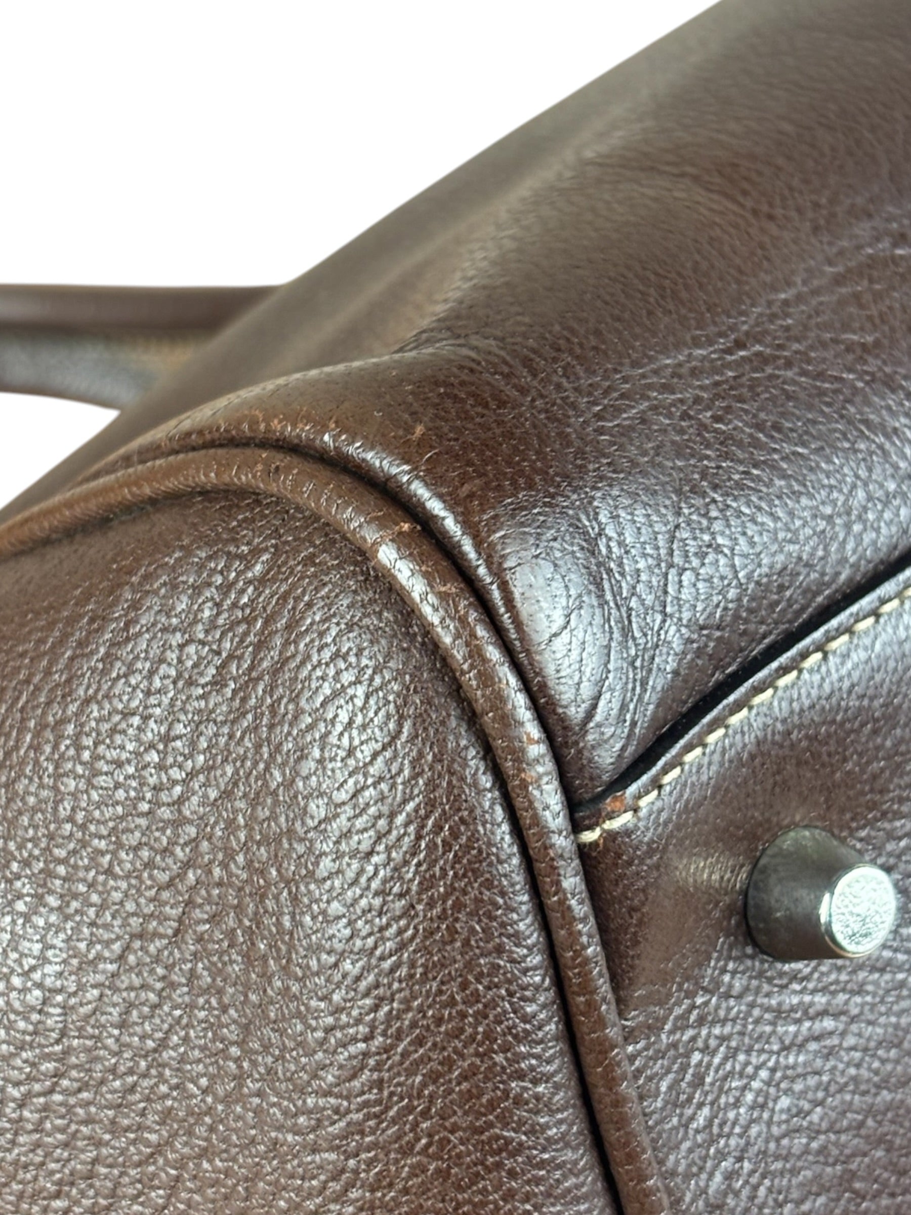 Prada Brown Leather Madras Cerniera Doctor Handbag