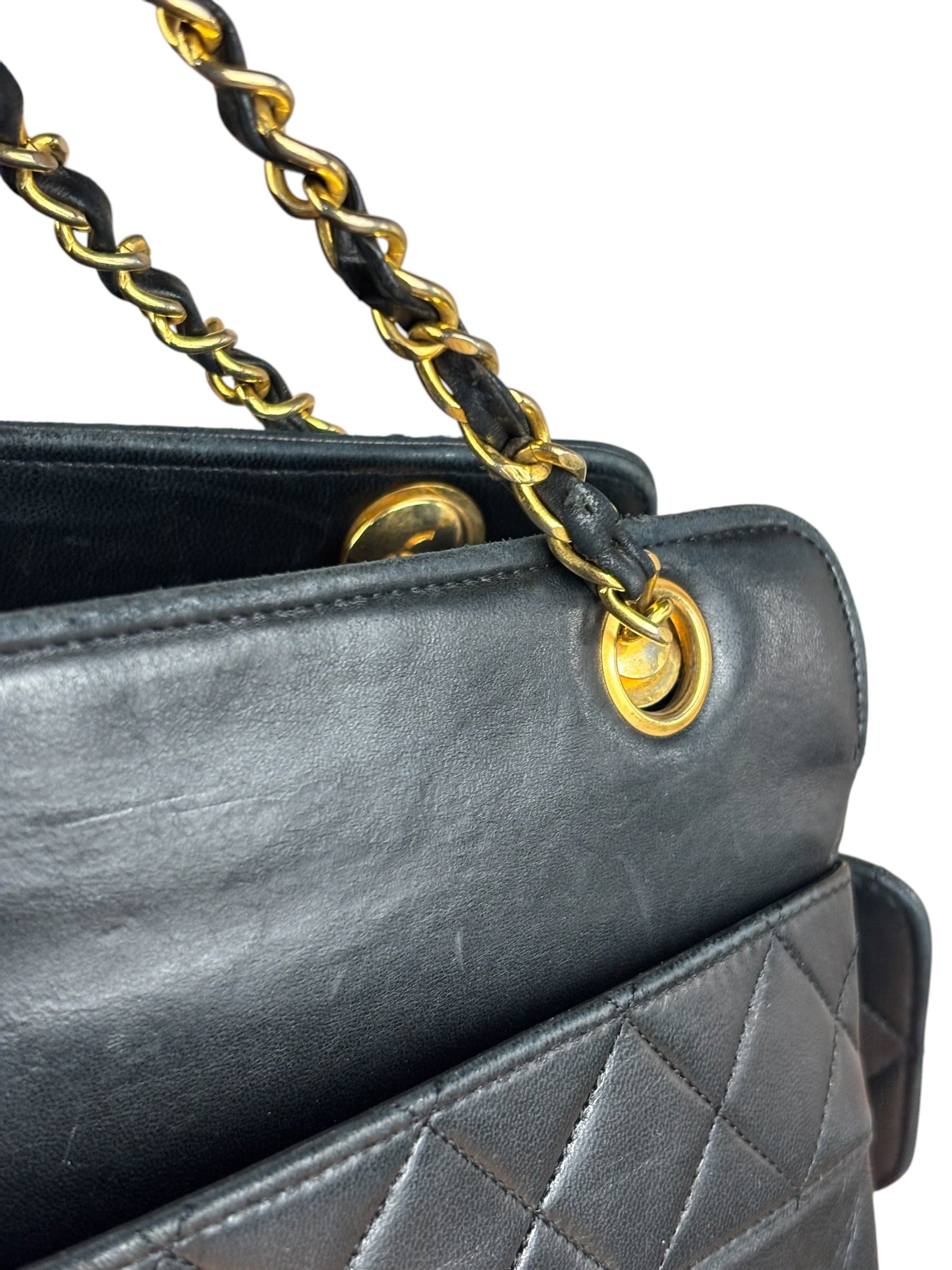 Chanel Vintage Black Quilted Leather Grand Shopping Tote/Shoulder Bag-1990