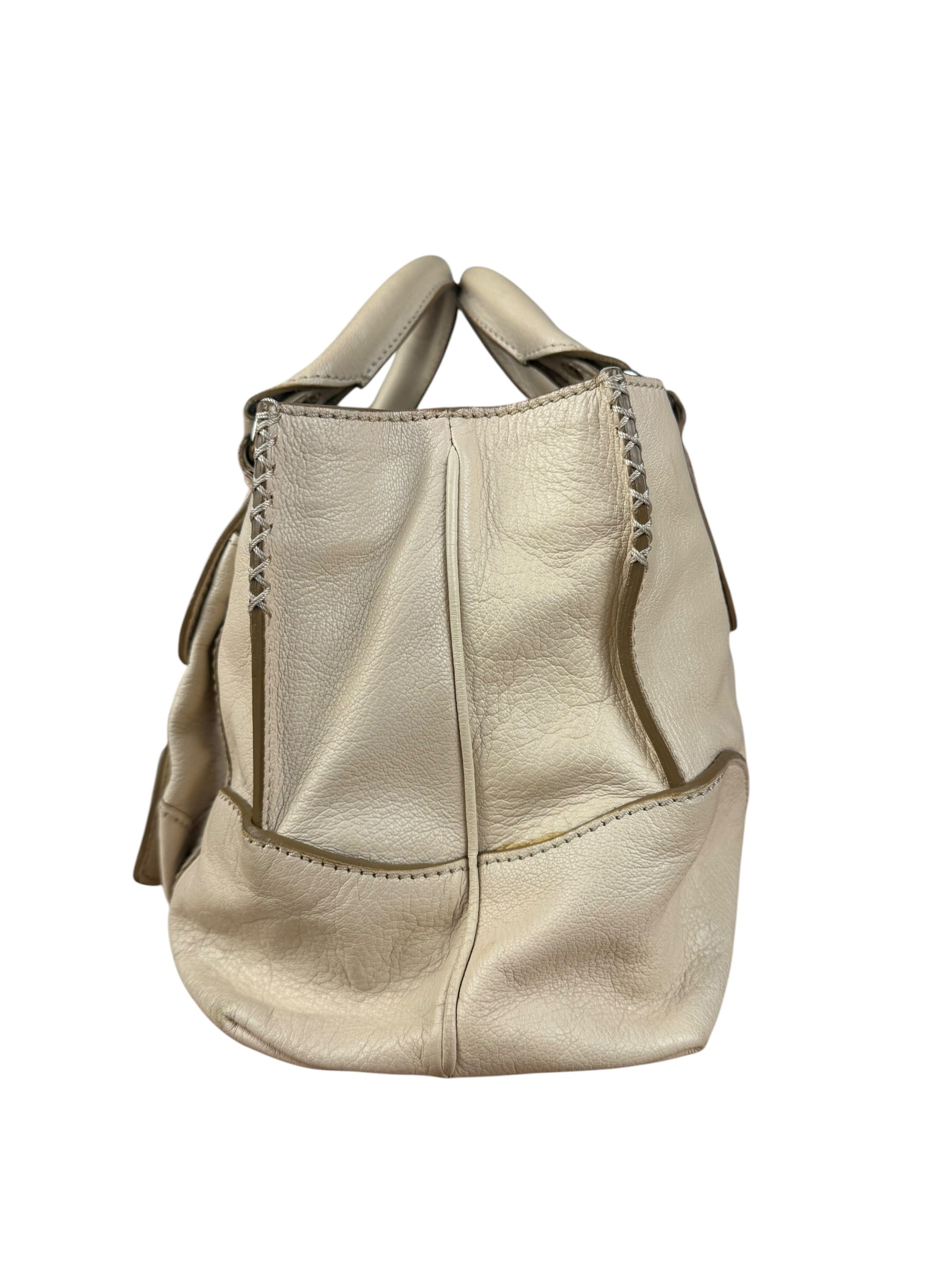 Celine Vintage Ivory Leather Boogie Handbag