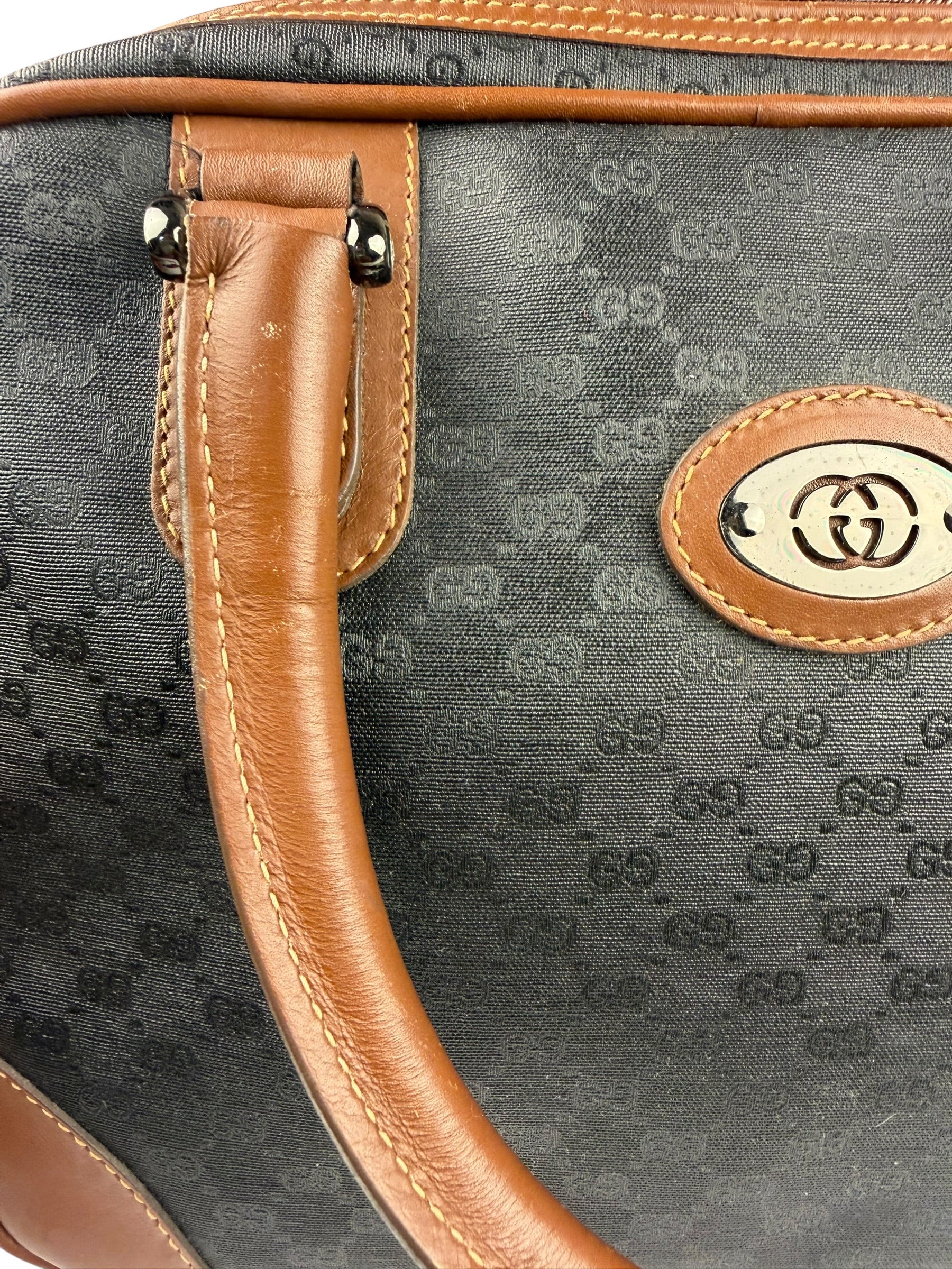 Gucci Vintage Micro GG Black/Brown Supreme Satchel Hand Bag