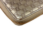 Gucci Metallic Gold Patent Leather GG Zippy Compressed Wallet