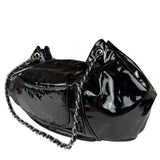 Chanel Black Patent Leather Camellia Petals Shoulder Bag 2010