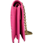 Fendi Roma Pink Leather Embossed Wallet on Chain