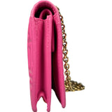 Fendi Roma Pink Leather Embossed Wallet on Chain