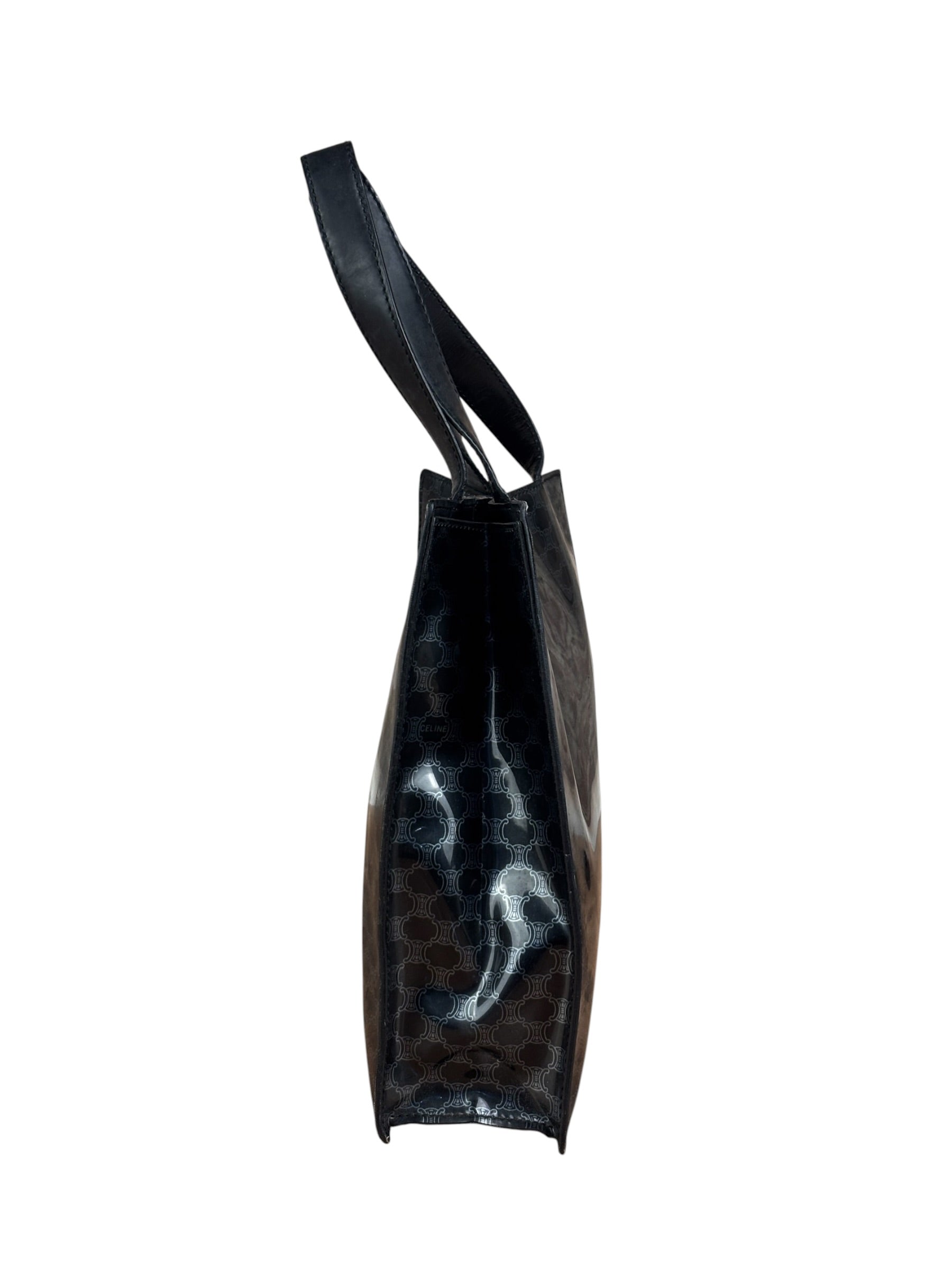 Celine Vintage Black Patent Leather Macdam Vernis Tote Bag