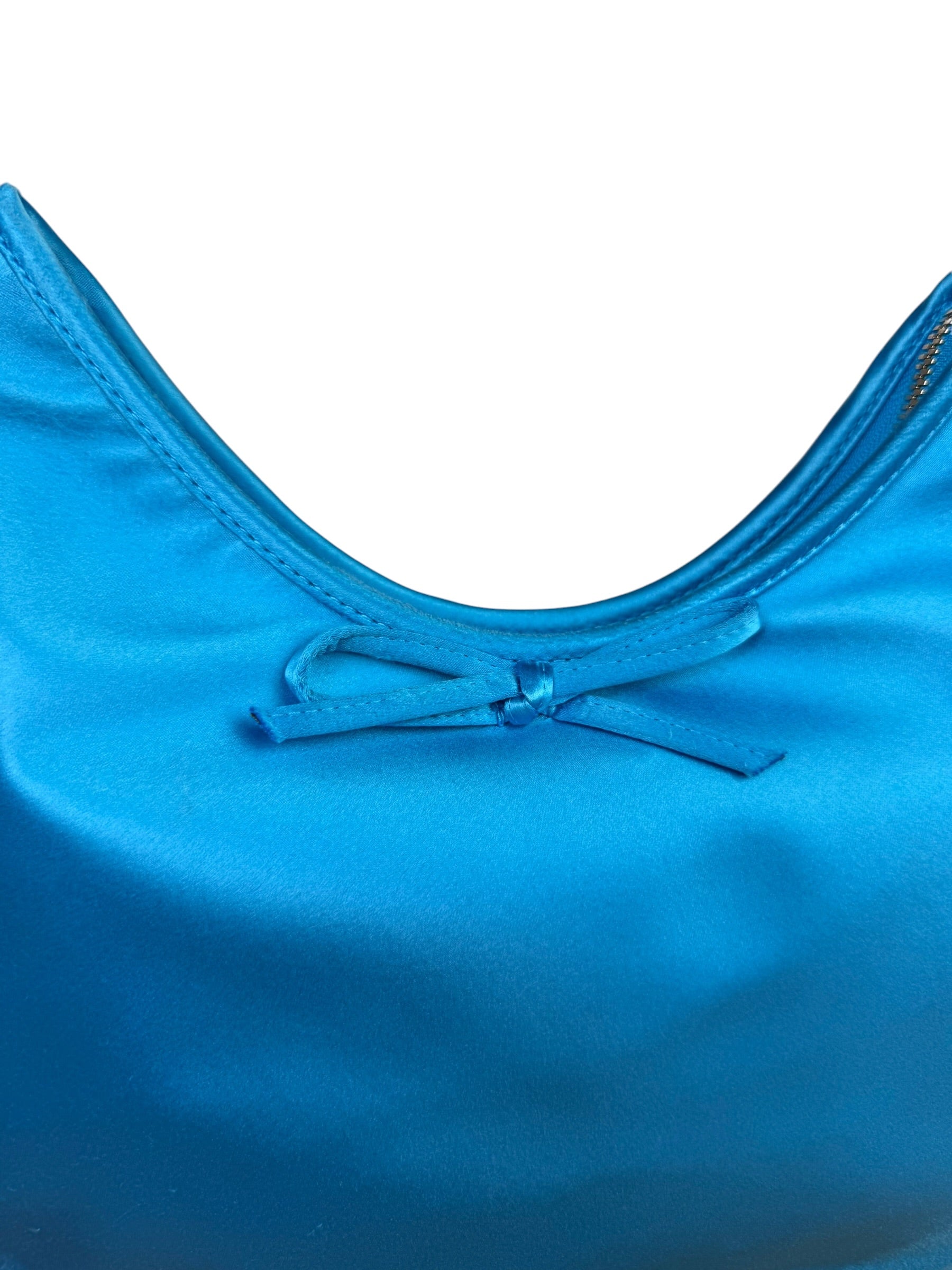 Balenciaga Blue Satin/Leather Trim Leopolda Small Hobo Bag