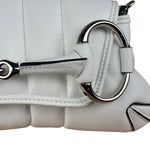 Gucci White Quilted Metelasse Leather Horsebit Chain Shoulder Bag