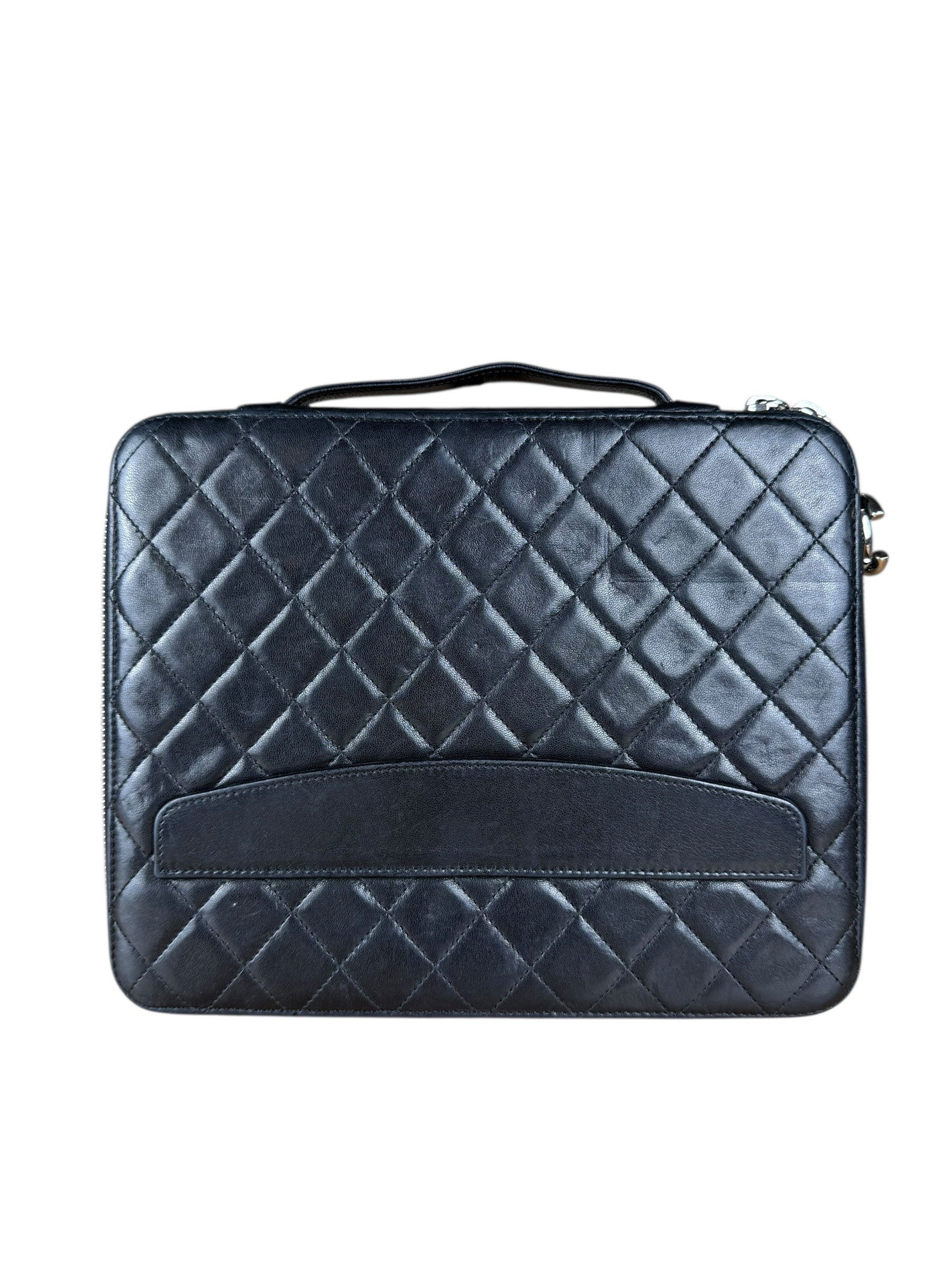 Chanel Black Quilted Caviar Leather Tablet Clutch Case