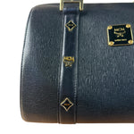 MCM Vintage Black Leather Boston Handbag