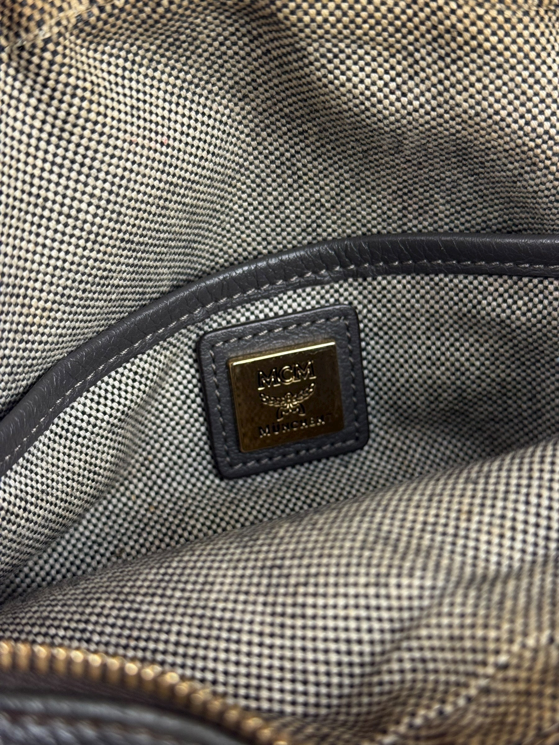 MCM Monogram Stripe Camera Crossbody