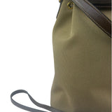 Prada Tan Beige Leather Trim Jaquard Canvas Bucket Bag