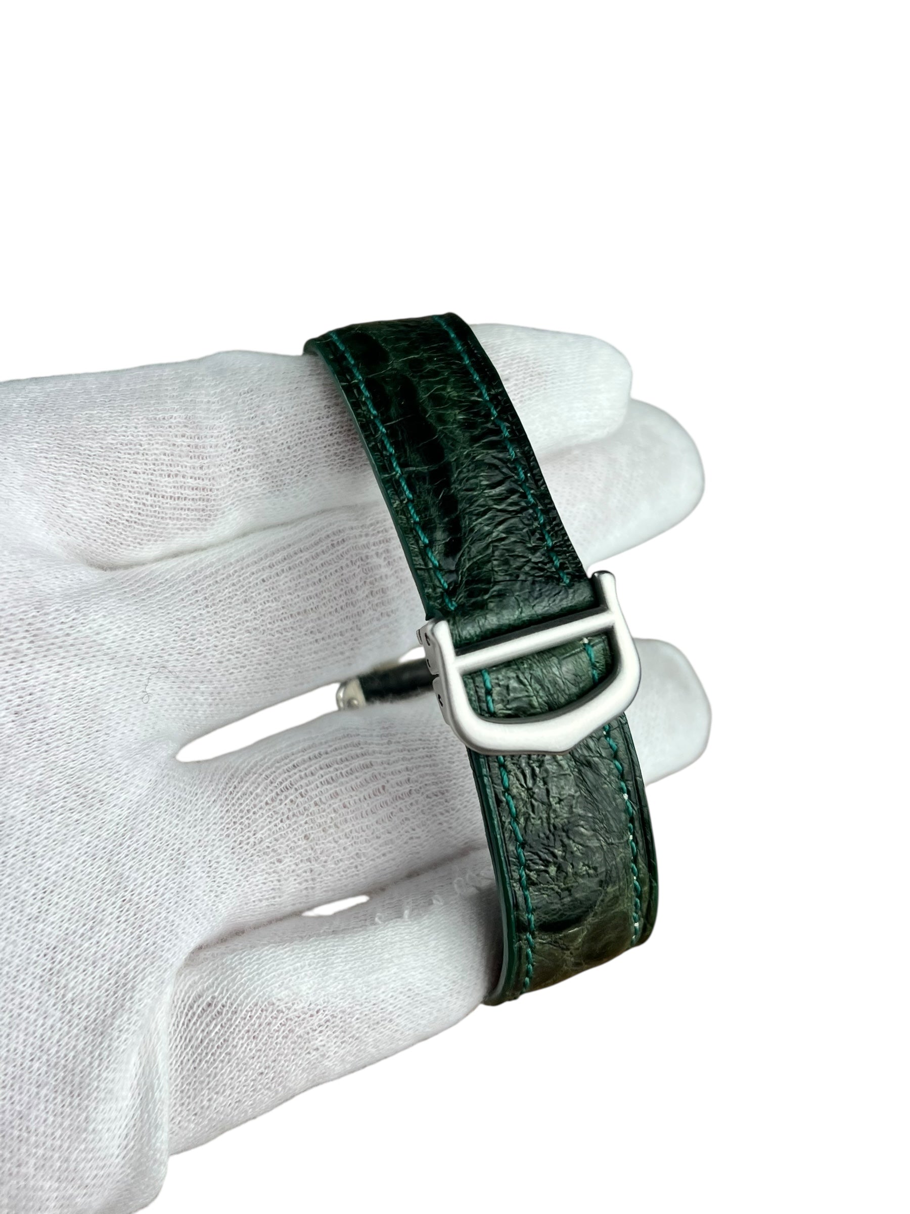 Cartier Must de Tank Green Croc Strap White Dial