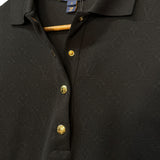 Louis Vuitton Black Monogram Boxy Collared Quarter-Button Top