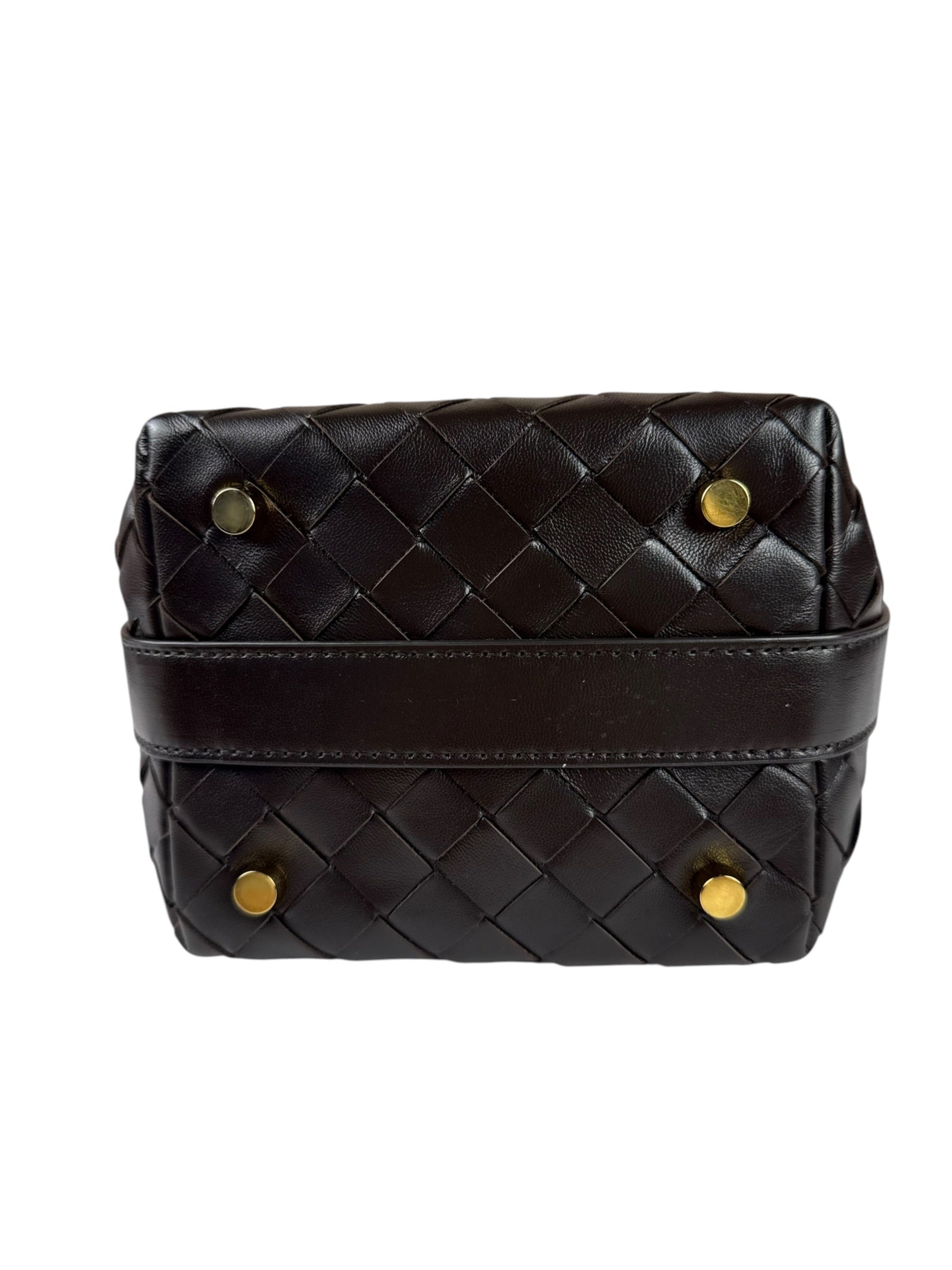 Bottega Veneta Brown Leather Intrecciato Mini Wallace Hobo Bag