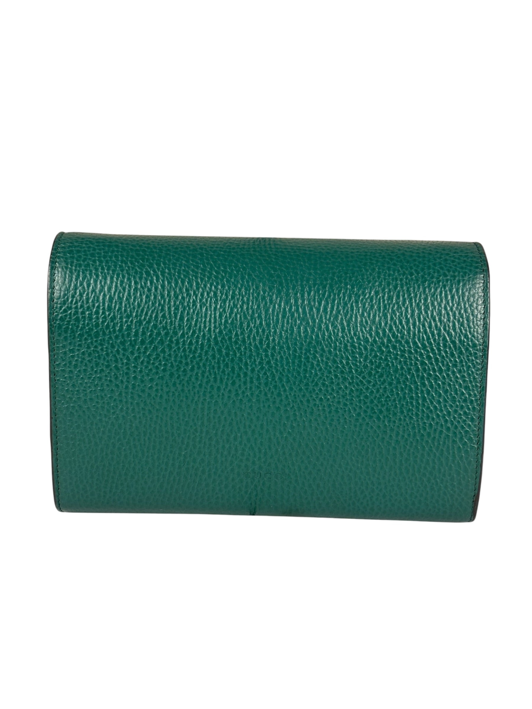 Gucci Green Leather Crystal Embellished Dionysus Chain Bag