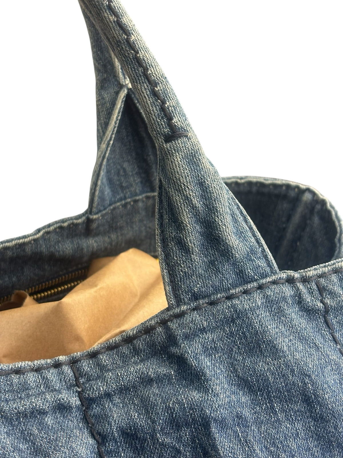 Prada Blue Denim Canapa Logo Large Tote Bag