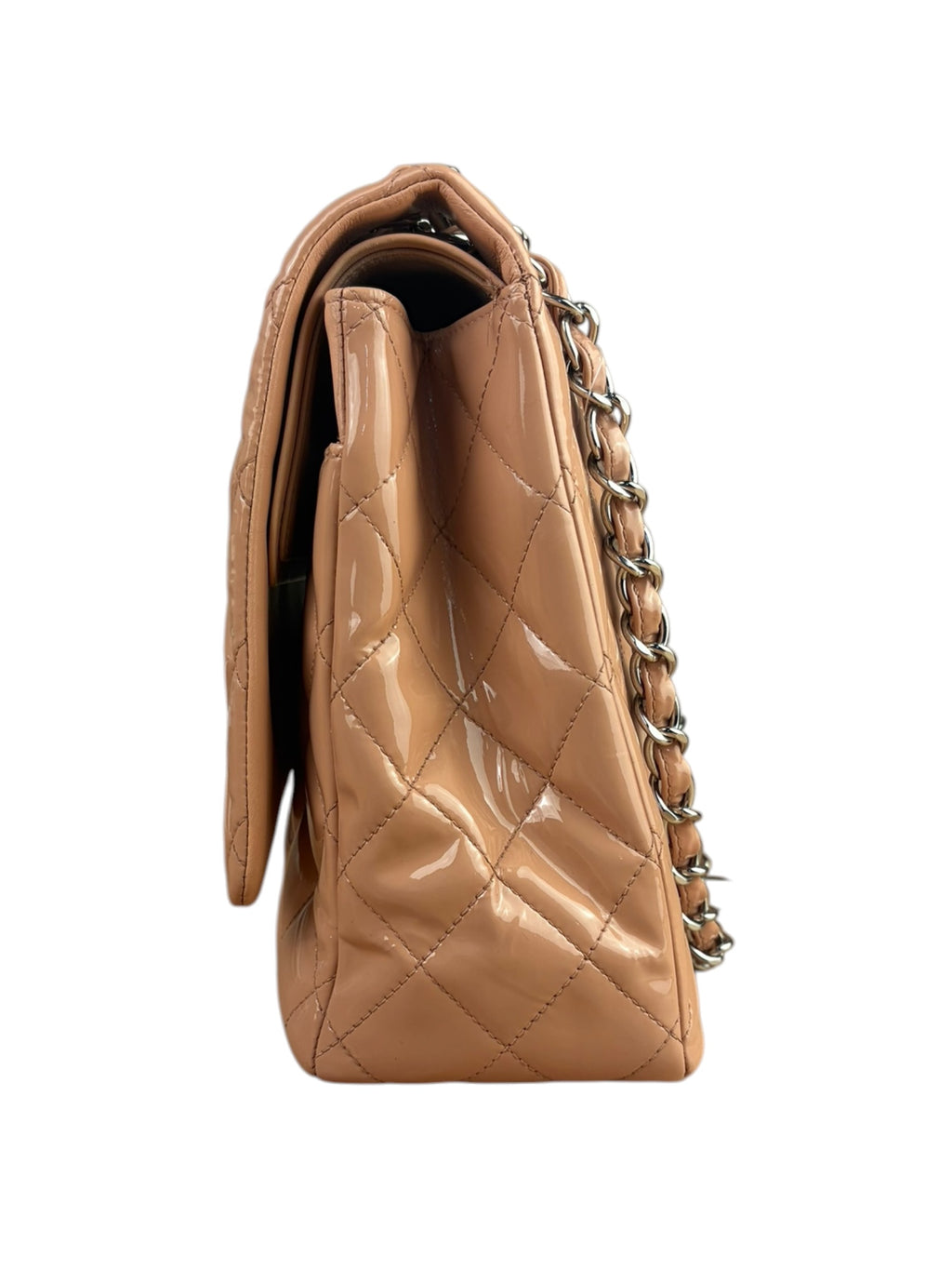 Chanel Patent Nude Quilted Jumbo Flap 2011