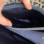 Fendi FF Buckle Navy Zucca Tote Handbag
