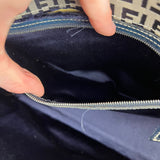 Fendi FF Buckle Navy Zucca Tote Handbag