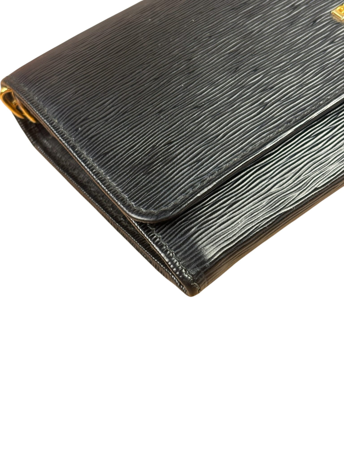 Prada Black Leather Flap Wallet On Chain