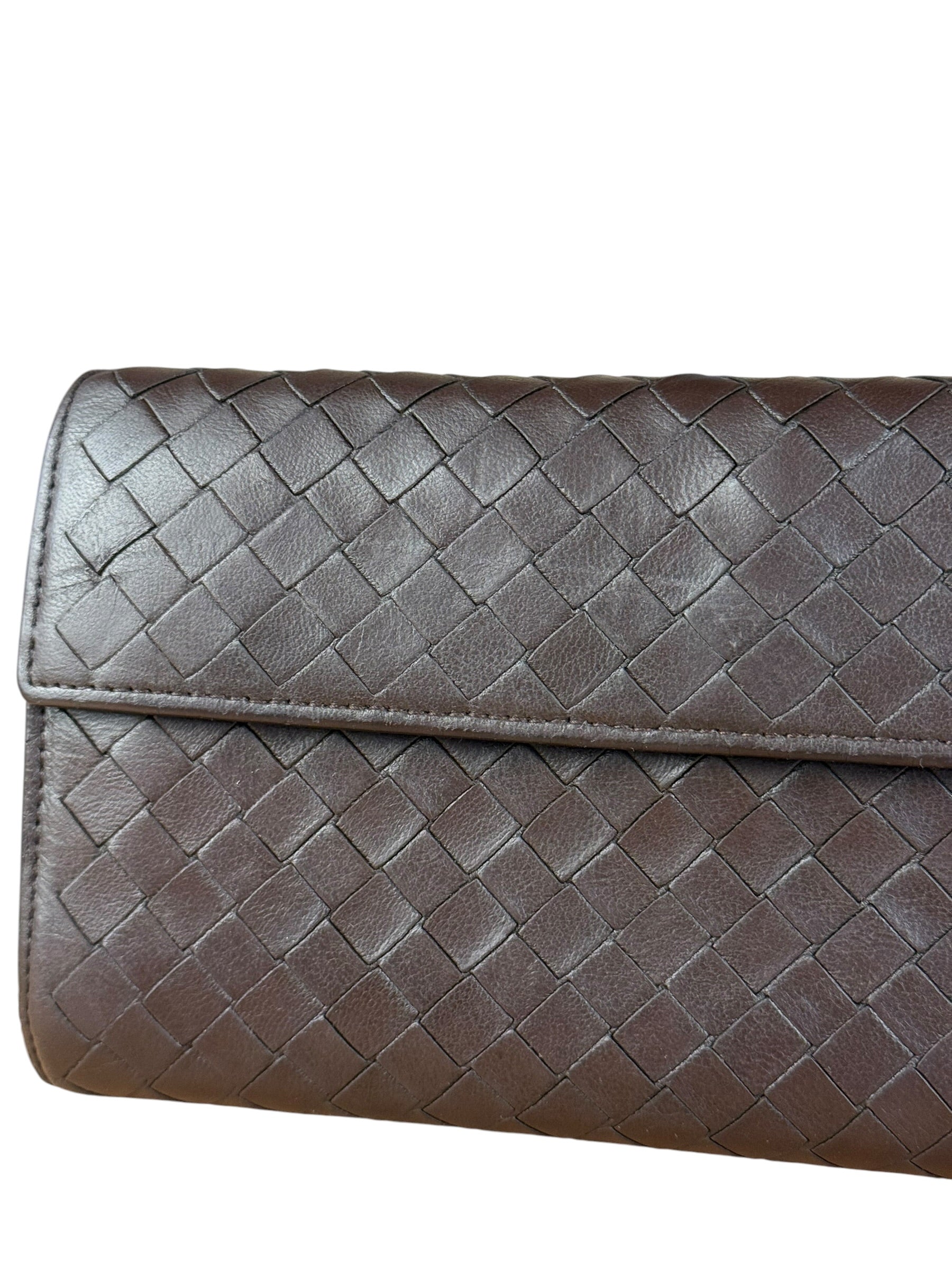 Bottega Veneta Vintage Brown Intrecciato Long Wallet