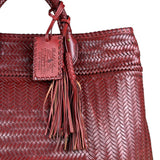 Polo Ralph Lauren Red Woven Leather Tote