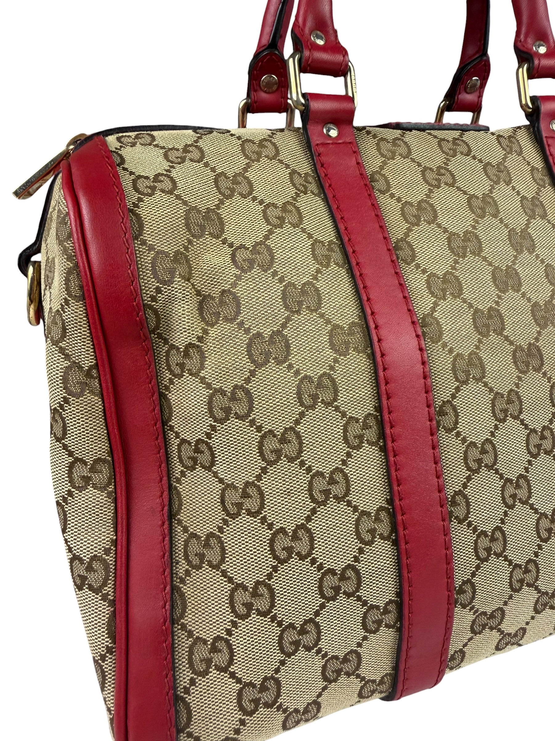 Gucci Beige/Red Leather GG Joy Boston Two-Way Bag