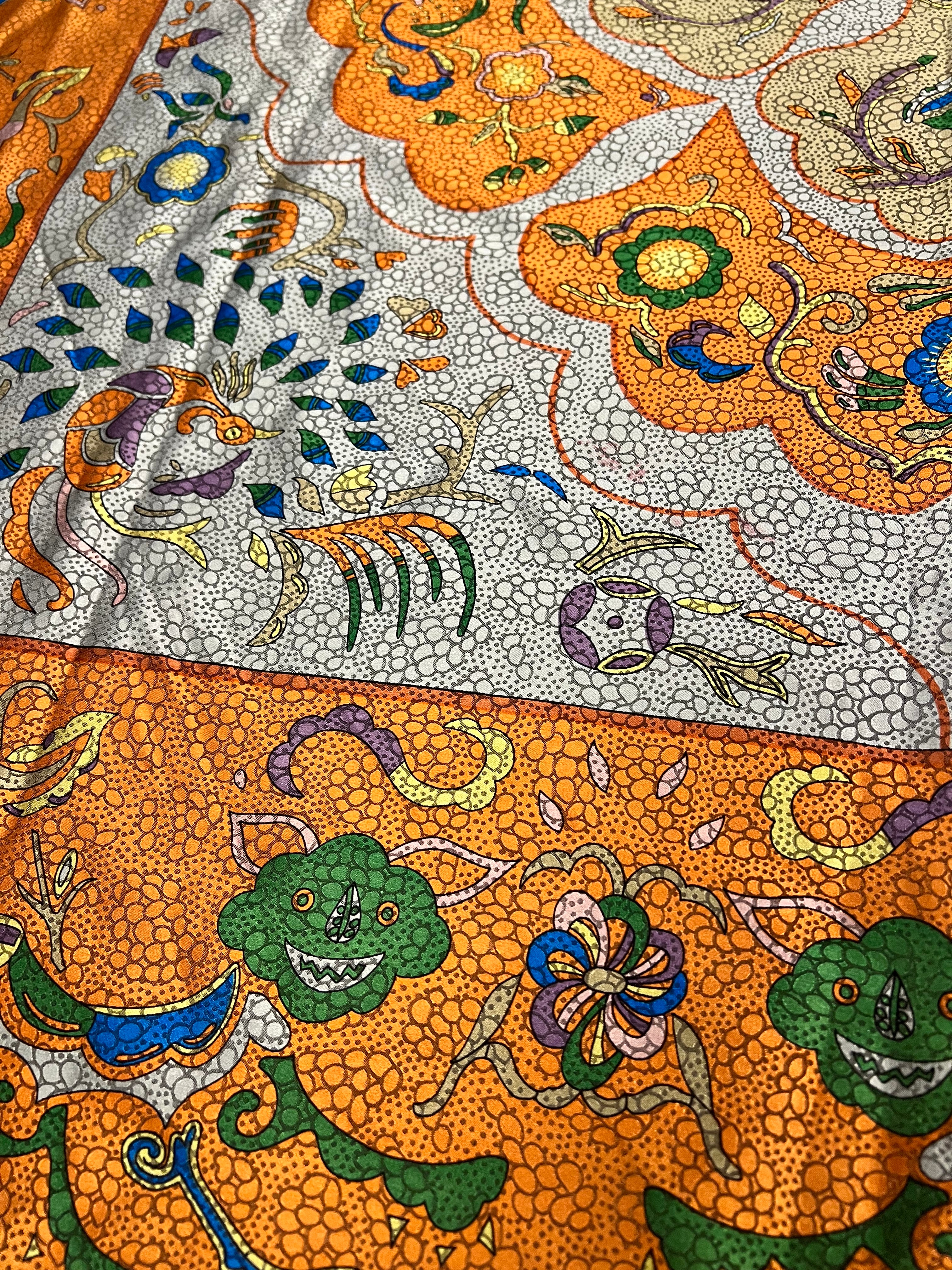 Fendi Silk Multicolor Textured Abstract Scarf