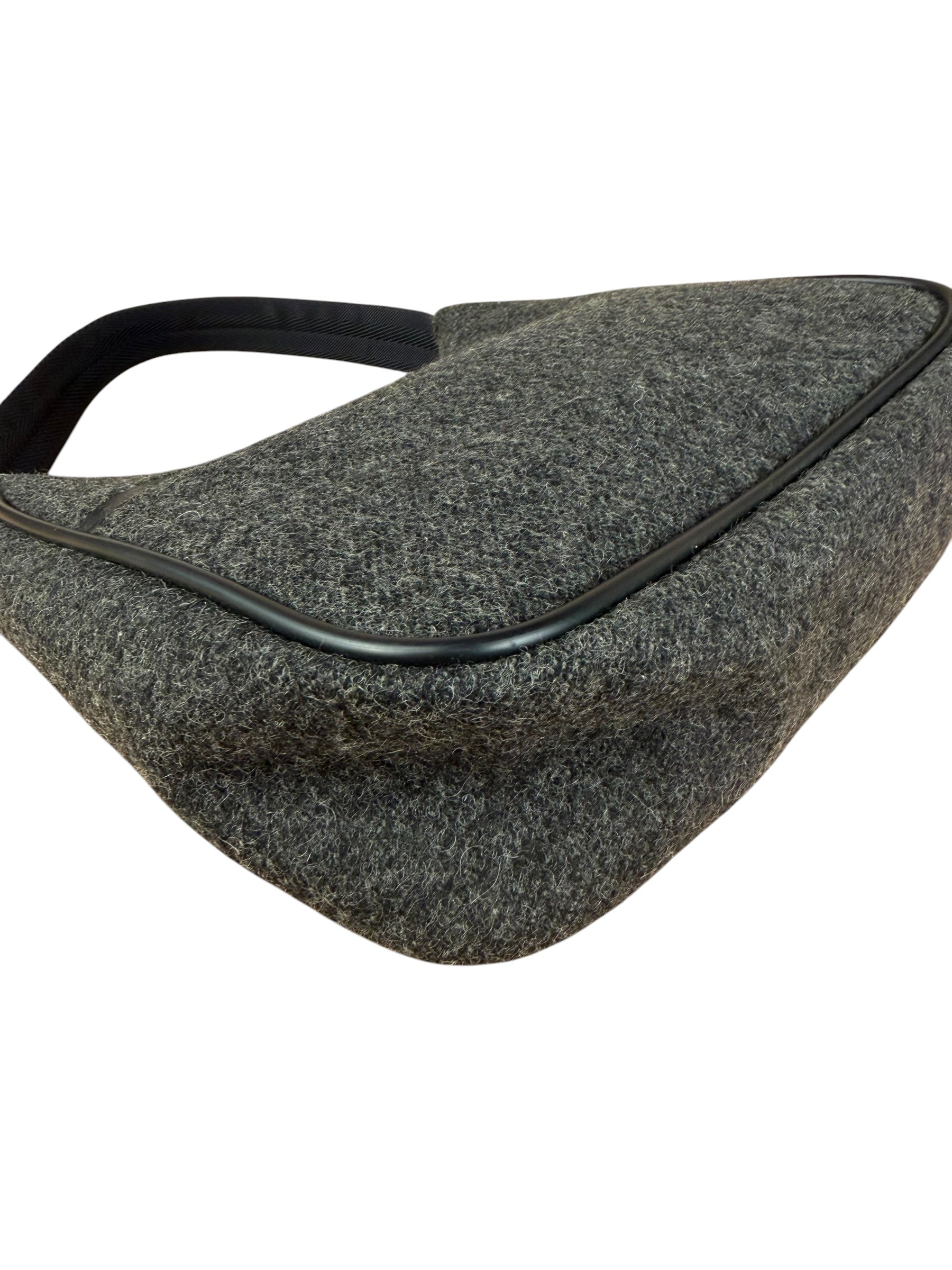 Prada Charcoal Gray Wool Sport Mini Hobo Bag