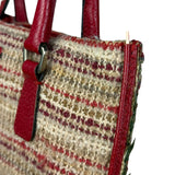 Prada Vintage Red Woven Tweed Zip Tote