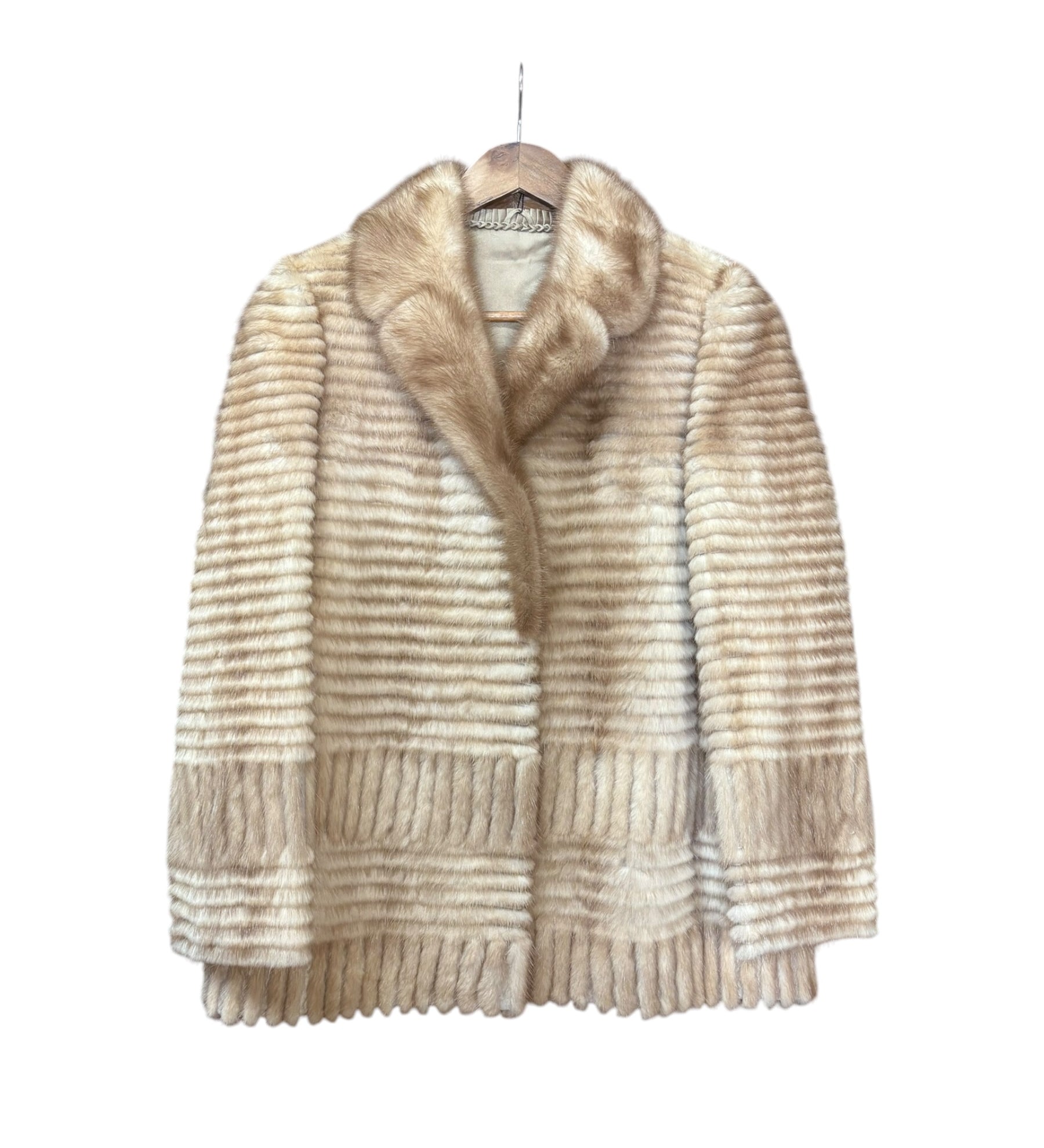 Vintage Stripped Ivory Mink Fur Coat