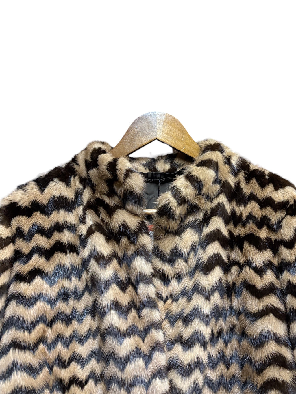Vintage Beige/Brown Chevron Mink Fur Coat