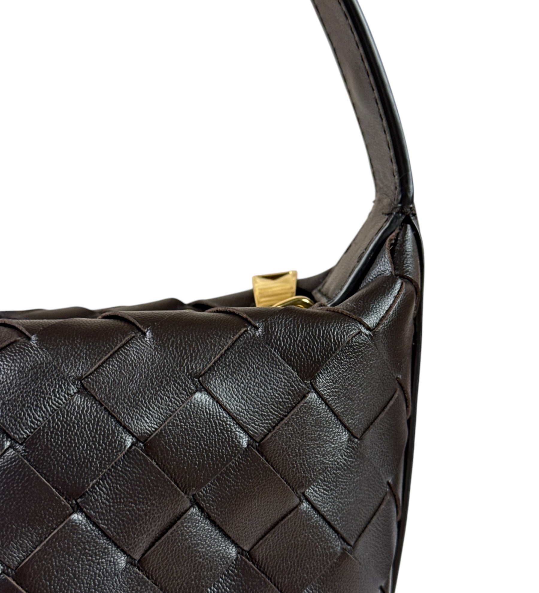 Bottega Veneta Brown Leather Intrecciato Mini Wallace Hobo Bag