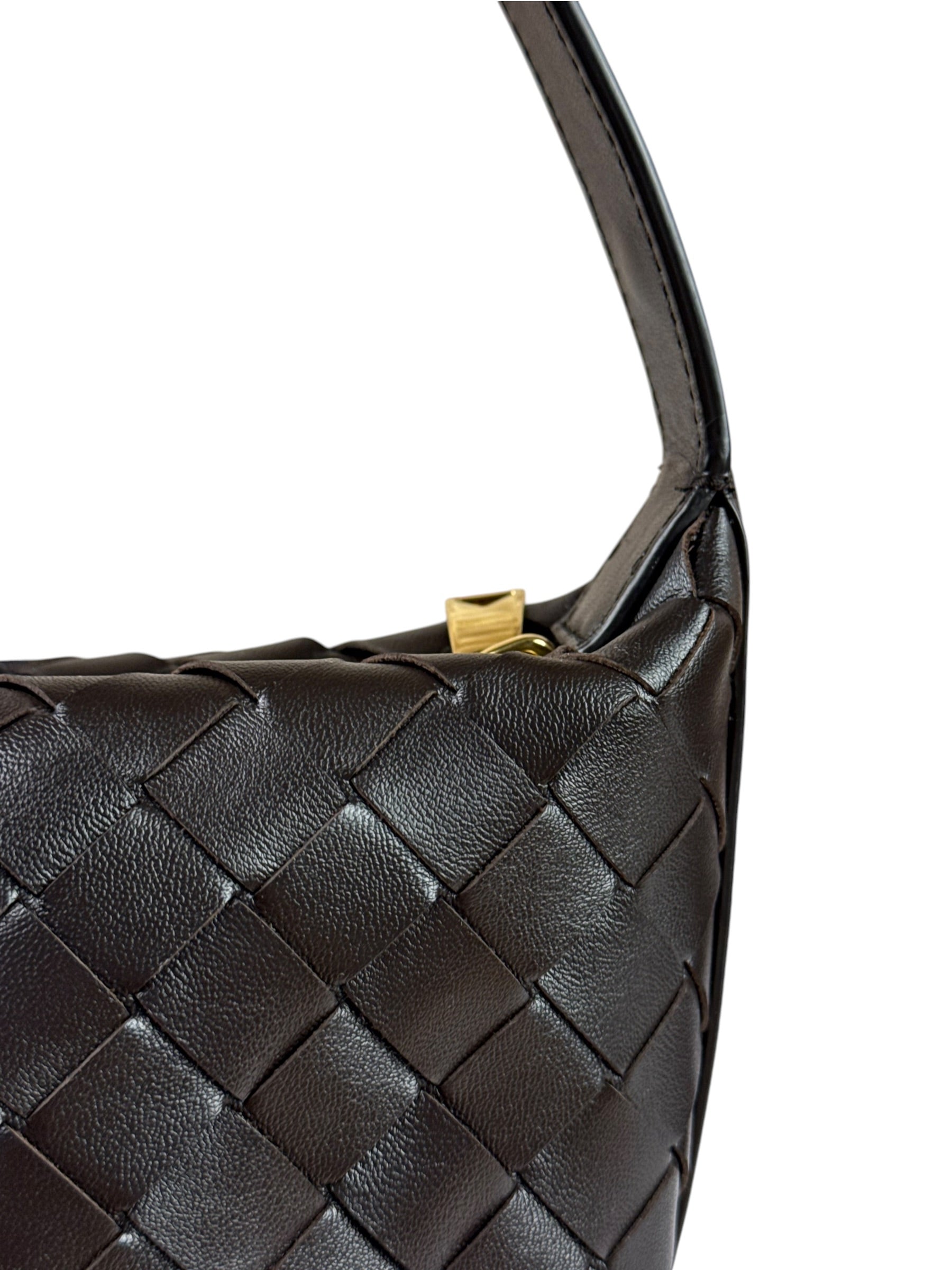 Bottega Veneta Brown Leather Intrecciato Mini Wallace Hobo Bag