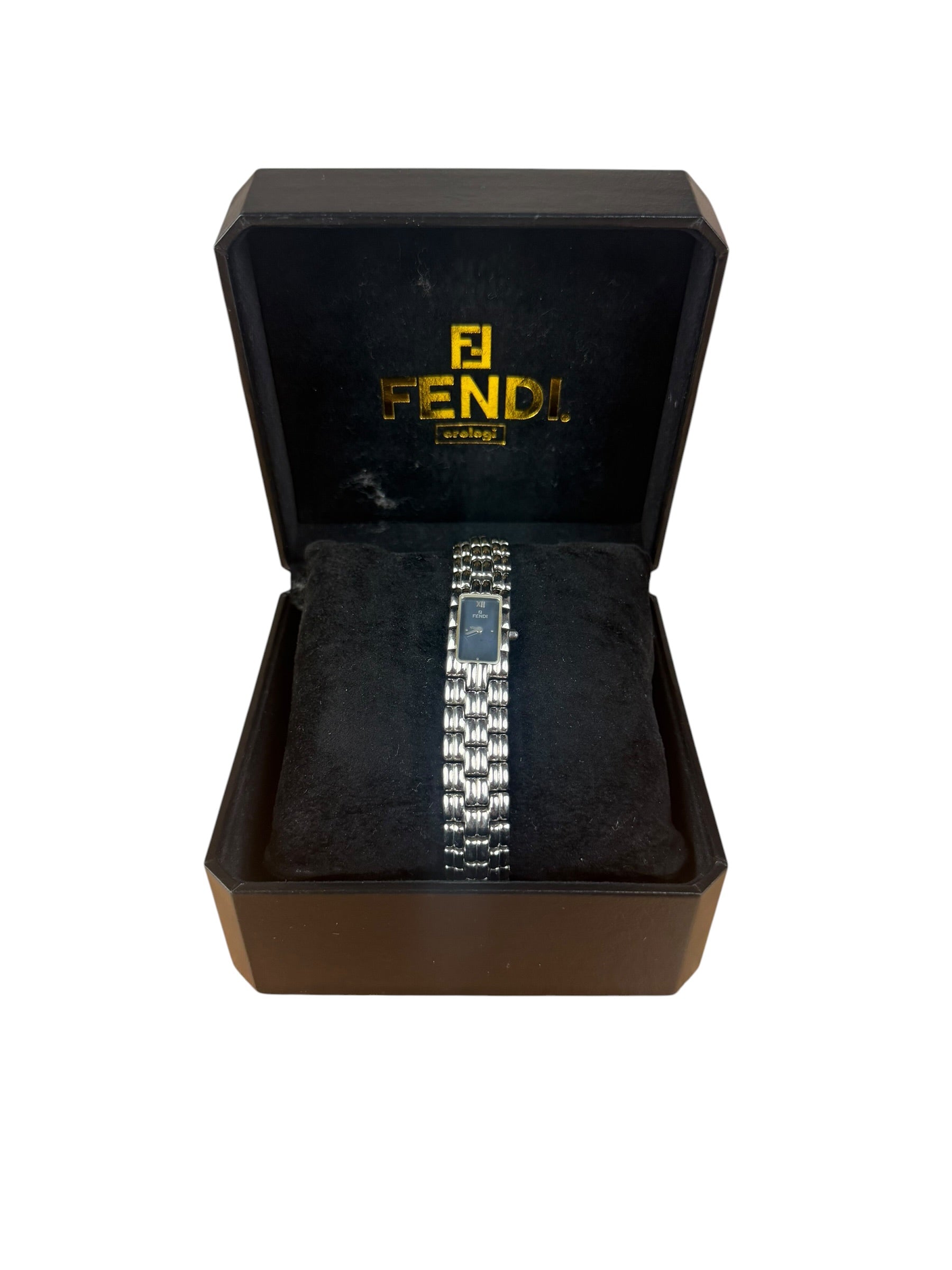 Fendi Blue Rectangular Dial Stainless Steel Band